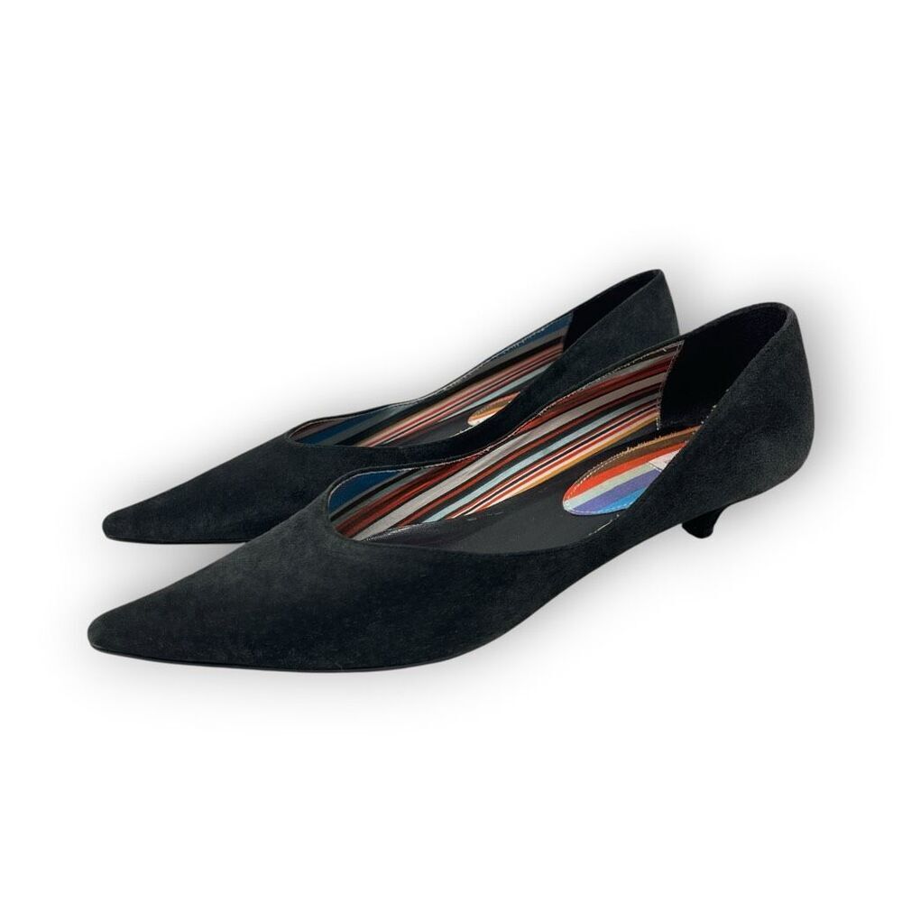 Vintage Y2K Candie’s Kitten Heels Pointed Toe Black Faux Suede Women’s Size 10